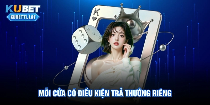 Mỗi cửa có điều kiện trả thưởng riêng Mỗi cửa có điều kiện trả thưởng riêng